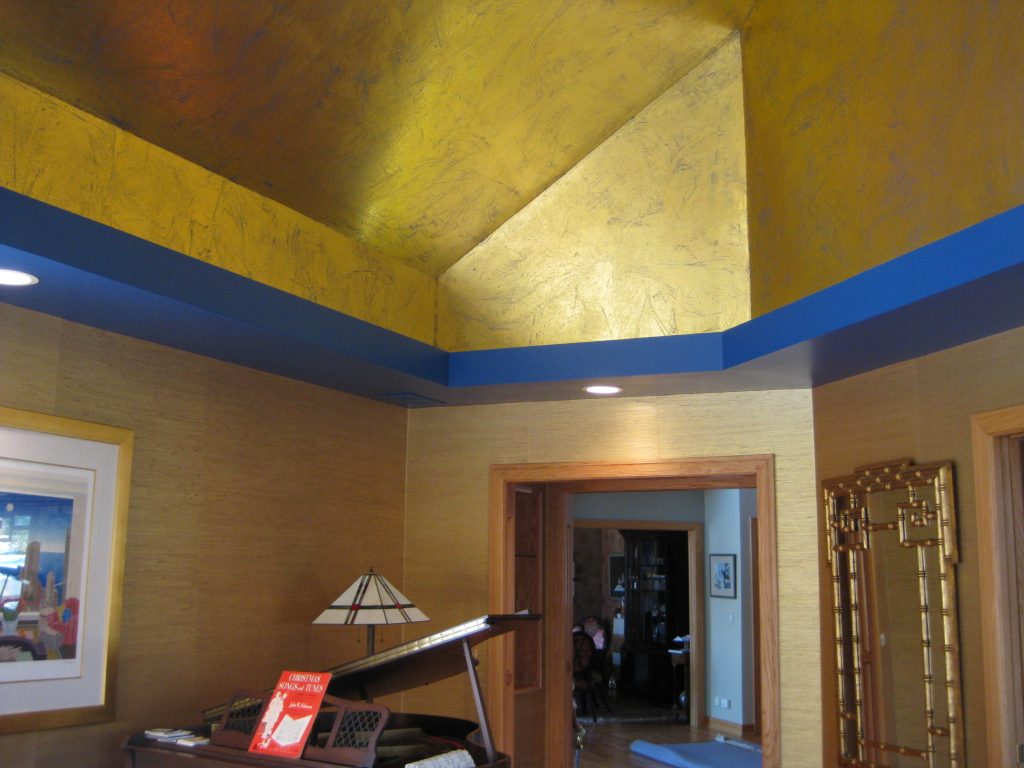 Dramatic ceiling with metallic foil